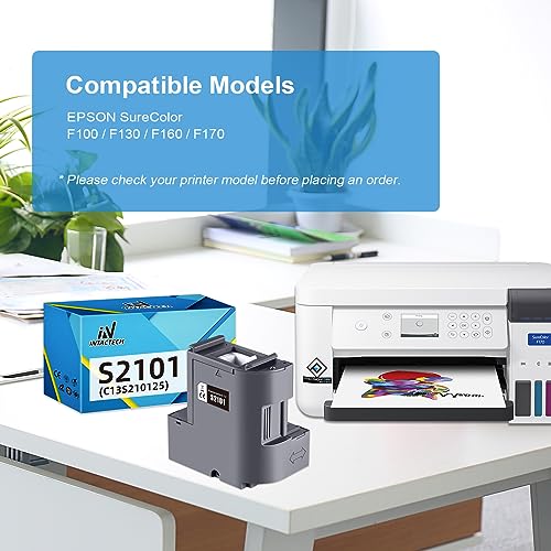 IN INTACTECH C13S210125 (S210125) Maintenance Box 2-Pack for Surecolor SC-F170 SC-F100 SC-F130 SC-F160 Printer Waste Ink Tank - Image 2