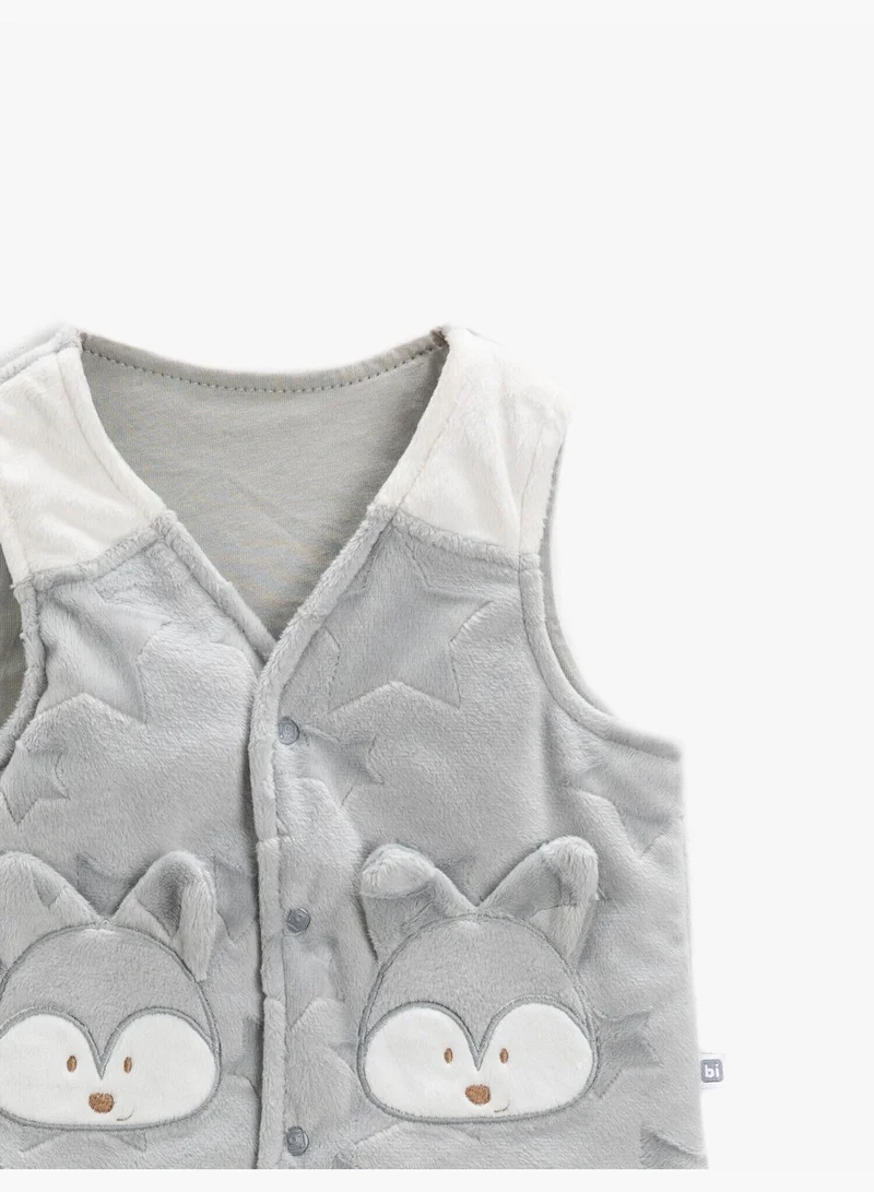 KOTON Bibby Embroidered Vest Cotton Plush V Neck