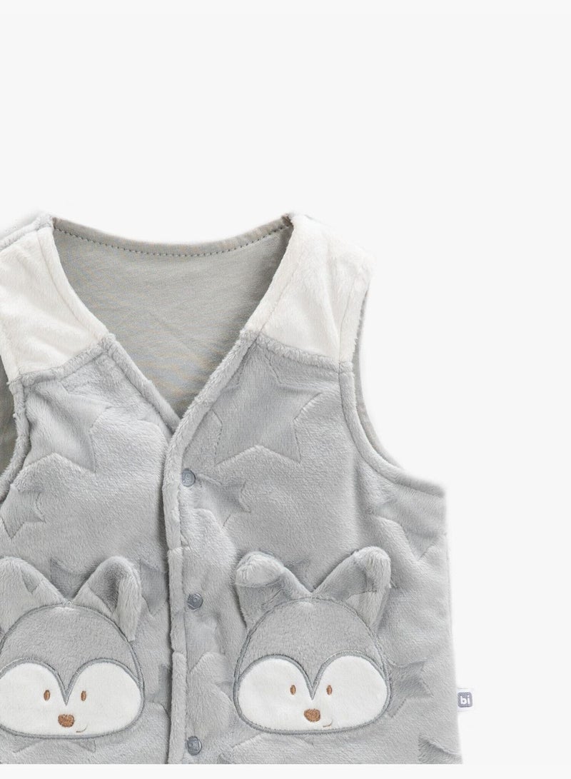 KOTON Bibby Embroidered Vest Cotton Plush V Neck - Image 3