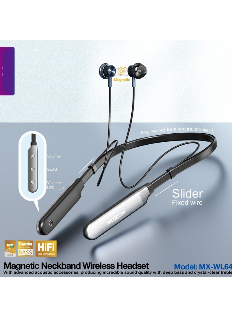 MOXOM MX-WL64 Earphones Wireless Neckband Headset  - Image 3