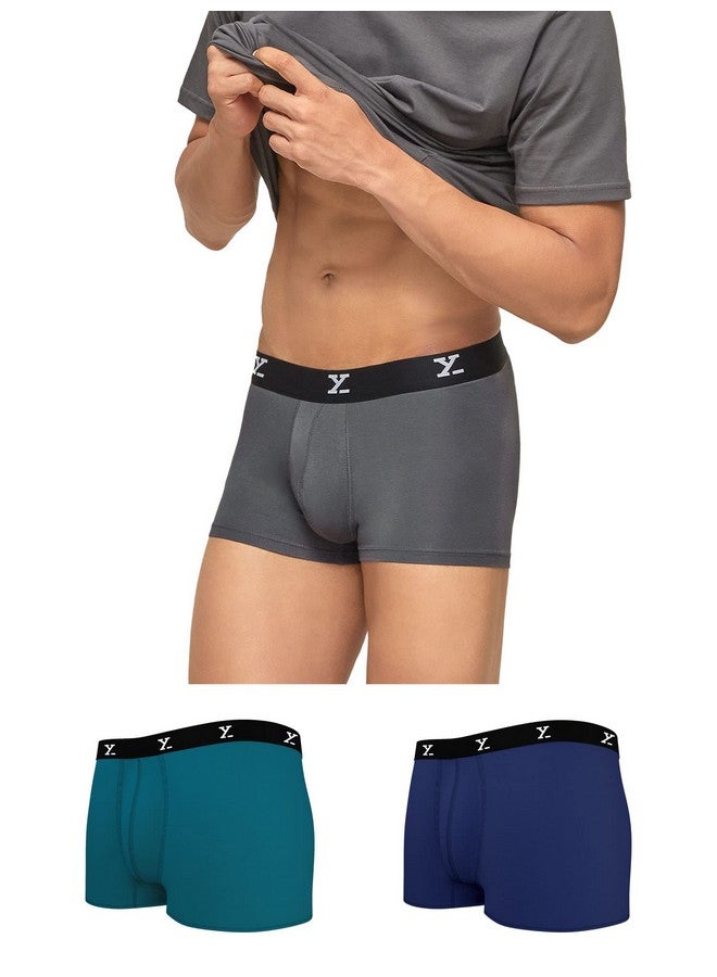 XYXX XYXX Men's Micro Modal Trunks - Ace Underwear for Men Pack of 3 (L; Twilight Blue+Deep Sea Blue+Grey)  - Image 1