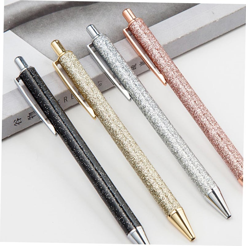 Silver Metal Ballpoint Pen 2 Pack Retractable Lightweight Portable for Notes Memos - Image 4