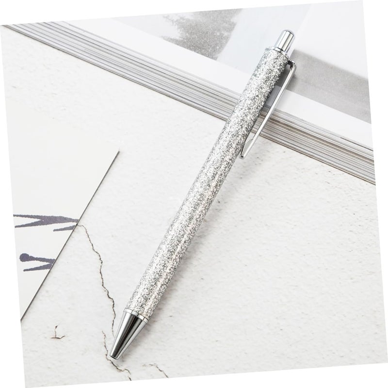 Silver Metal Ballpoint Pen 2 Pack Retractable Lightweight Portable for Notes Memos - Image 3