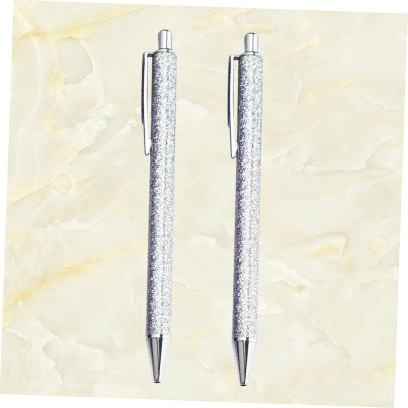 Silver Metal Ballpoint Pen 2 Pack Retractable Lightweight Portable for Notes Memos - Image 5