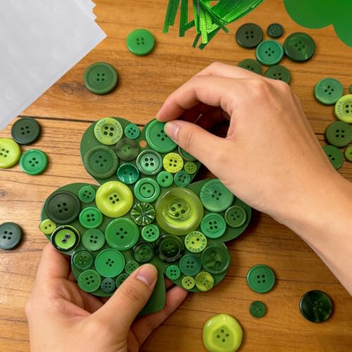 AUEKIV 12 Sets St. Patrick's Day Shamrock Craft Kit Irish Lucky Shamrock Cardstock Ribbon Buttons Four-Leaf Clover Hanging Ornament for St. Patrick's Day Party Favor Home Activities DIY Art Crafts - Image 3