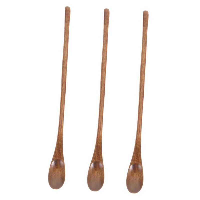 Wooden Salad Spoons Set Of 3 For Soup Dessert Honey Stirring Kitchen Utensils With Smooth Finish - Image 2