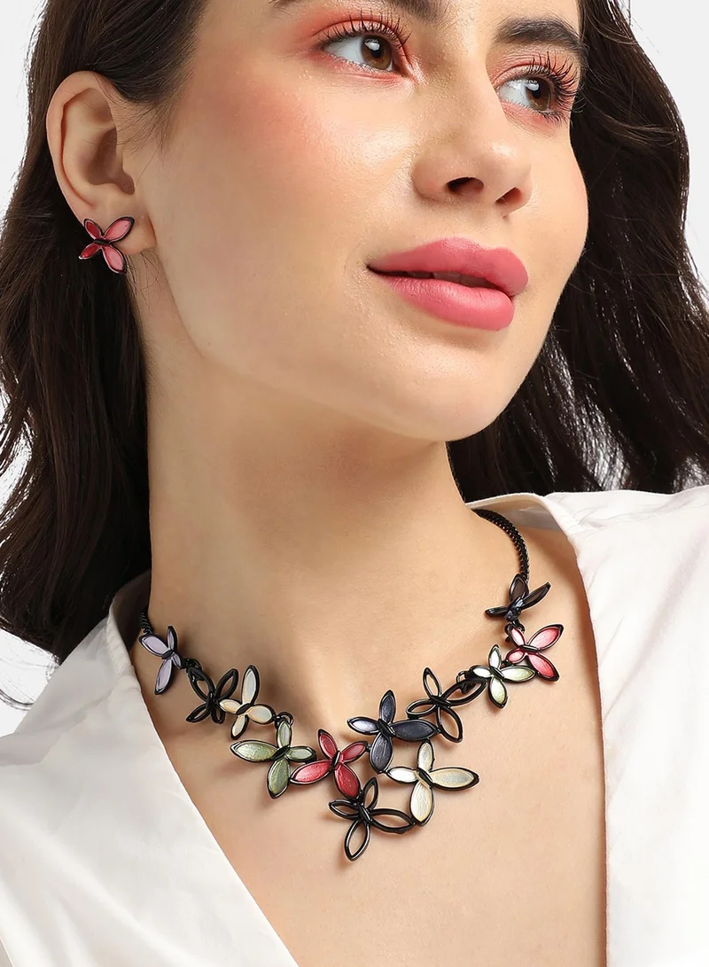 سوهي مجموعة مجوهرات الفراشة متعددة الألوان