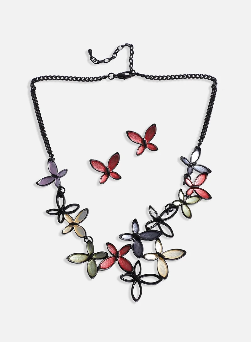 سوهي مجموعة مجوهرات الفراشة متعددة الألوان