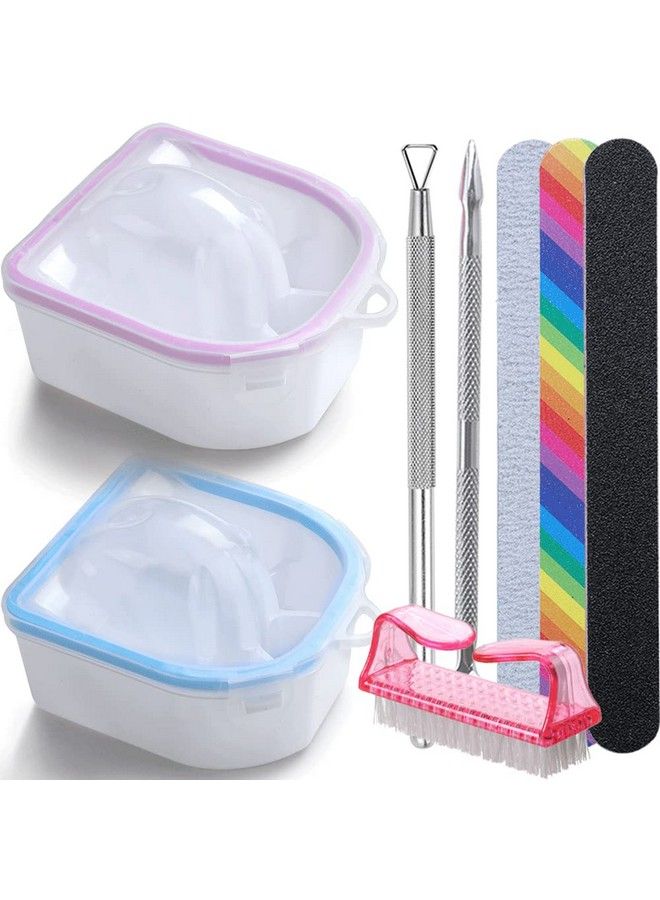 Borogo Nail Soaking Bowl Borogo 2Pcs Soak Off Gel Polish Dip Powder Remover Manicure Bowl For Acrylic Nails Nail Brush Cuticle Pusher Cuticle Peeler 100180 Nail File Buffer Block - Image 1
