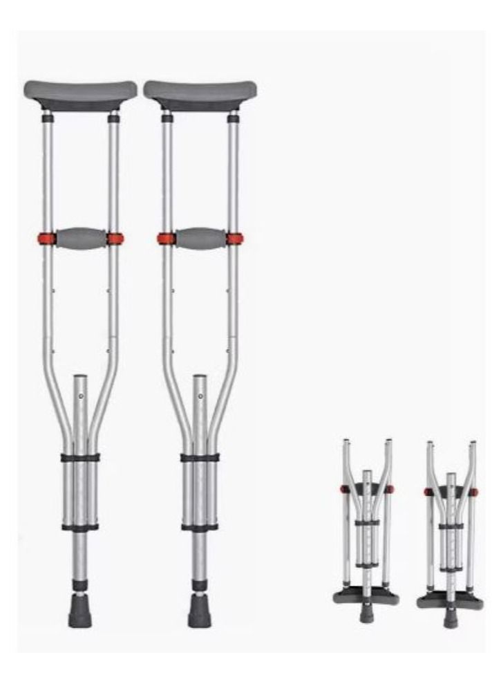 SKYLINE عكازات قابلة للطي للكبار مصنوعة من الألومنيوم وخفيفة الوزن وقابلة للتعديل  - Image 1