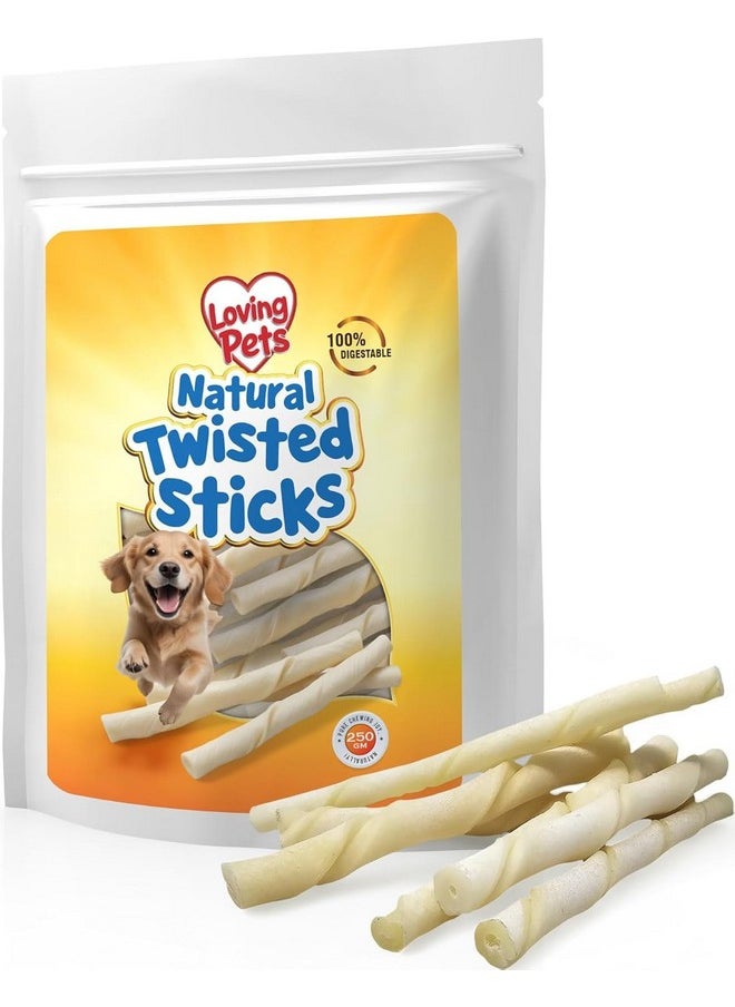 Loving Pets Loving Pets Dog Chew White Twisted Sticks for All Life Stages, Milk, 250G, 1 Count  - Image 1