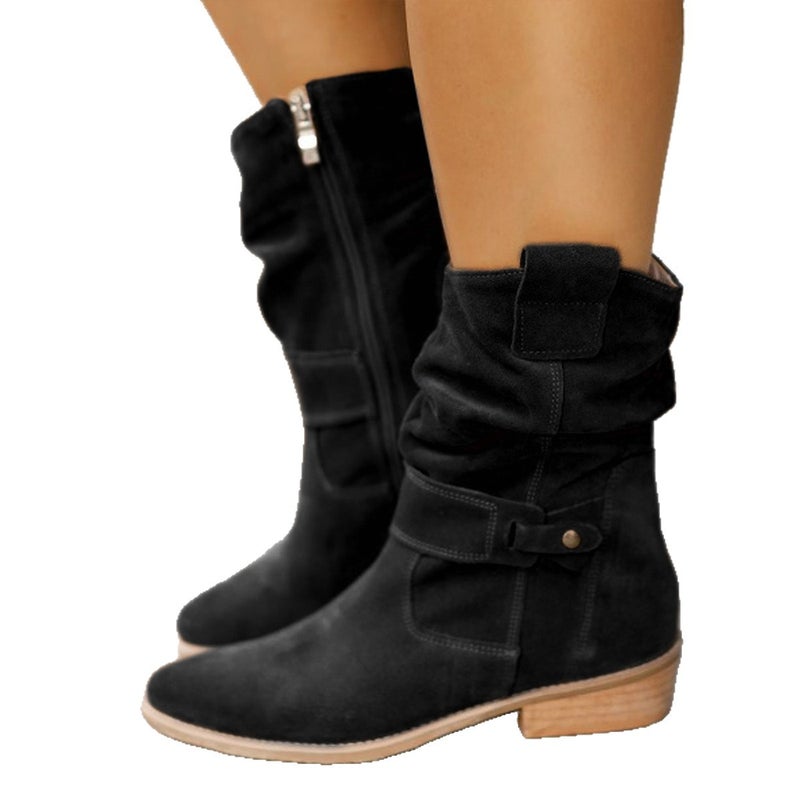 2023 Low Heel 40-43 Low Heel Suede Low Tube Women'S Boots - Image 4
