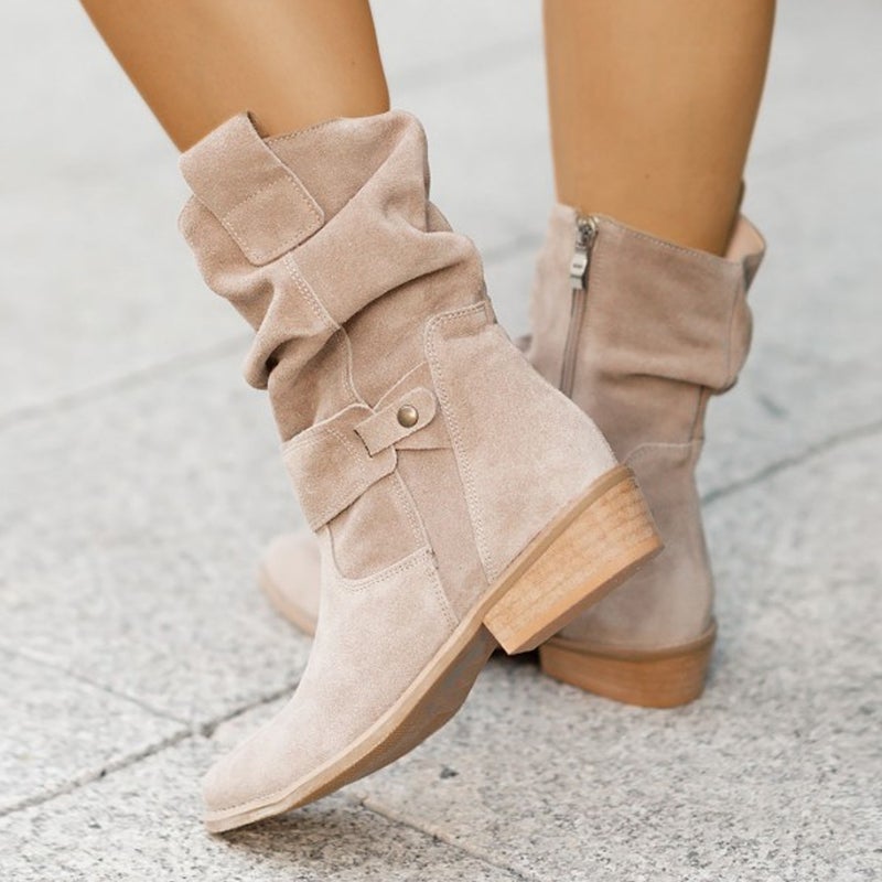 2023 Low Heel 40-43 Low Heel Suede Low Tube Women'S Boots - Image 1
