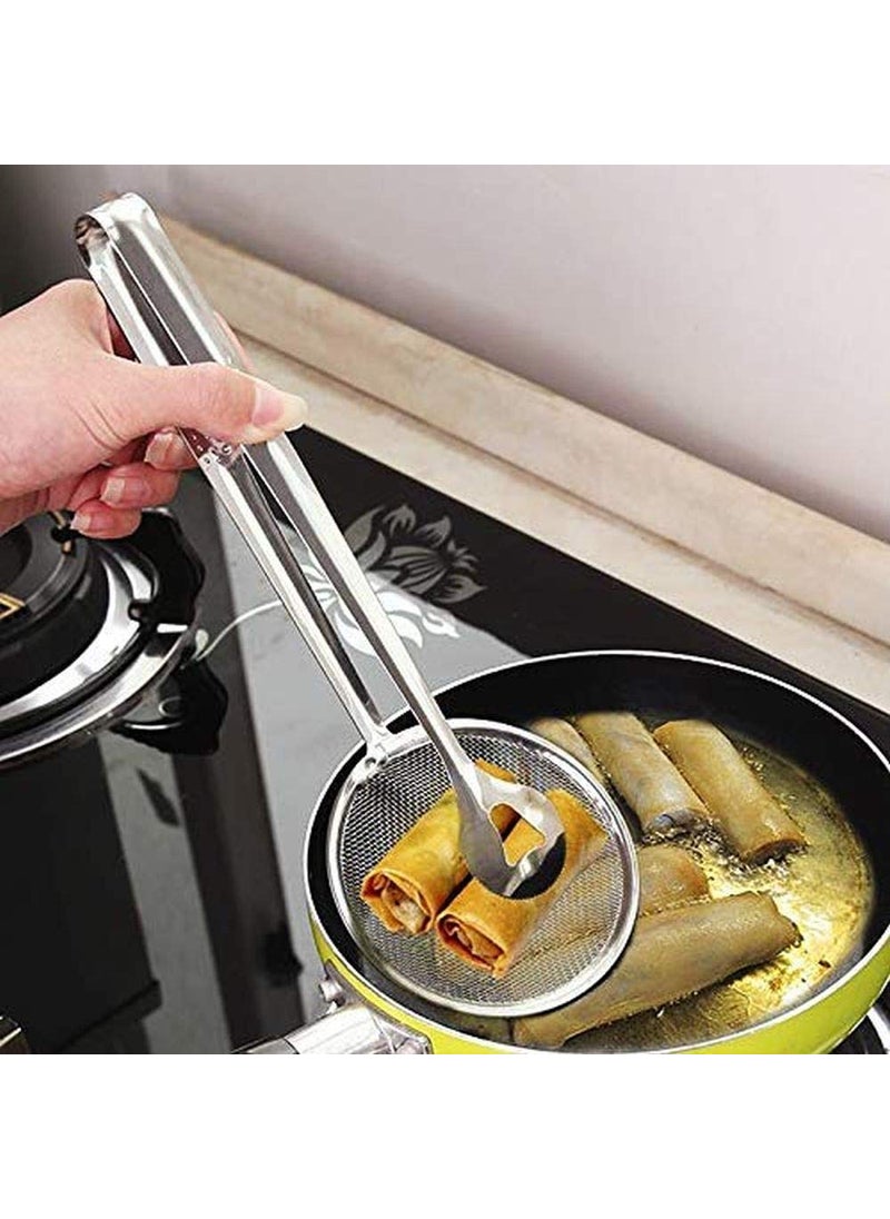 NFI essentials NFI essentials Stainless Steel 2 in 1 Fry Tool Filter Spoon Snack Strainer with Clip, Oil Frying Stainless Steel Mesh Kitchen Tool Ø9cm  - Image 2