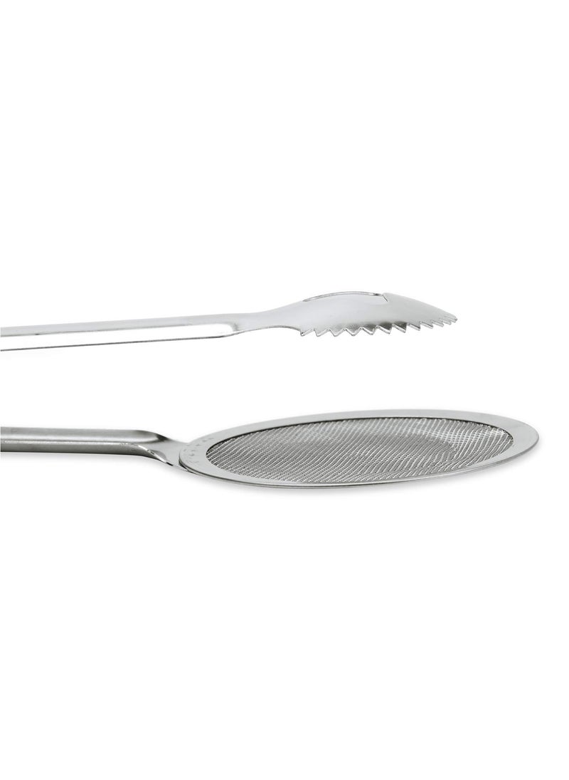 NFI essentials NFI essentials Stainless Steel 2 in 1 Fry Tool Filter Spoon Snack Strainer with Clip, Oil Frying Stainless Steel Mesh Kitchen Tool Ø9cm  - Image 3