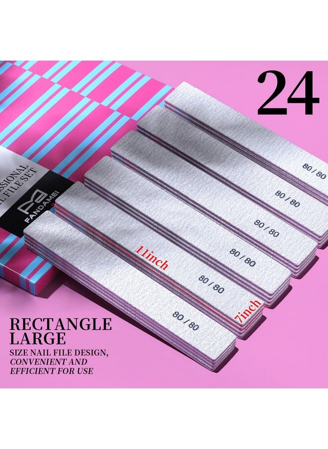 FANDAMEI FANDAMEI Nail File, 24PCS 80/80 Grit Nail Files, Double Sided Emery Boards for Nails Buffering, Professional Nail File for Natural Acrylic Nails, Rectangular Manicure Nail Files Set, Coarse Grit 80/80  - Image 2