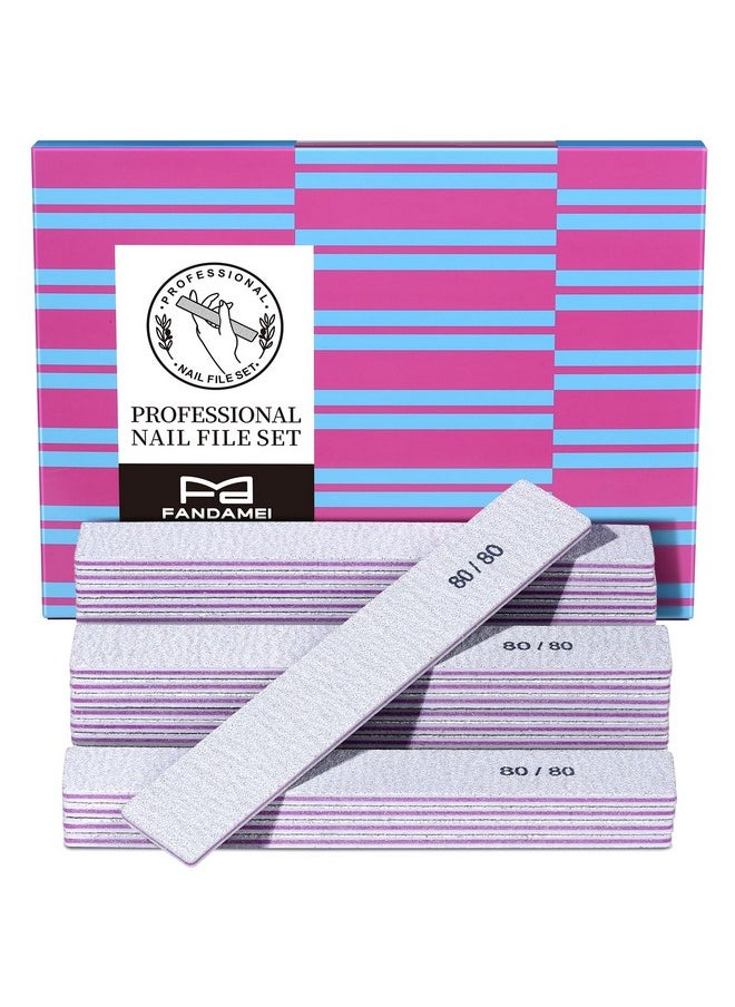 FANDAMEI FANDAMEI Nail File, 24PCS 80/80 Grit Nail Files, Double Sided Emery Boards for Nails Buffering, Professional Nail File for Natural Acrylic Nails, Rectangular Manicure Nail Files Set, Coarse Grit 80/80  - Image 1