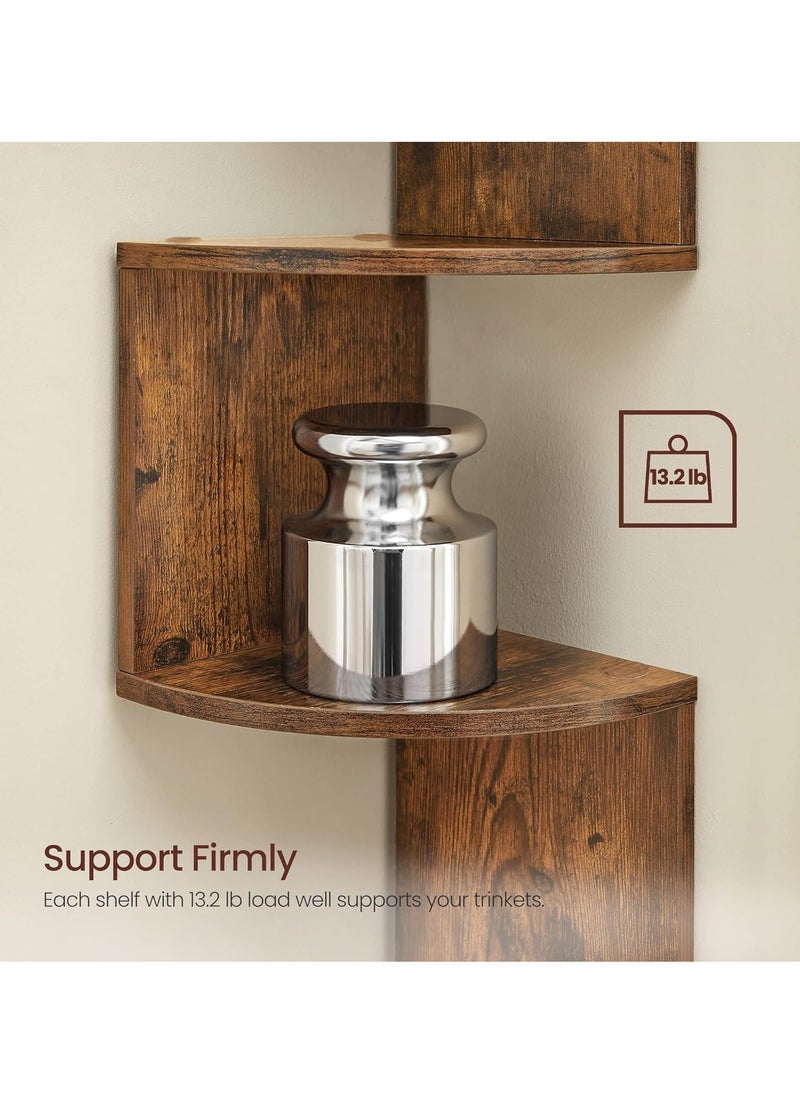 XiuWoo - 6-Tier Unique Personalized Wood Wall Mounted Corner Floating Shelves, Boho Shelves, Corner Hanging Shelf Storage Rack, Home Display Rack, Plant Shelf, Home Storage Rack for Home, Office - Image 1