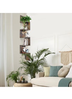 XiuWoo 6-Tier Unique Personalized Wood Wall Mounted Corner Floating Shelves, Boho Shelves, Corner Hanging Shelf Storage Rack, Home Display Rack, Plant Shelf, Home Storage Rack for Home, Office  - Image 3