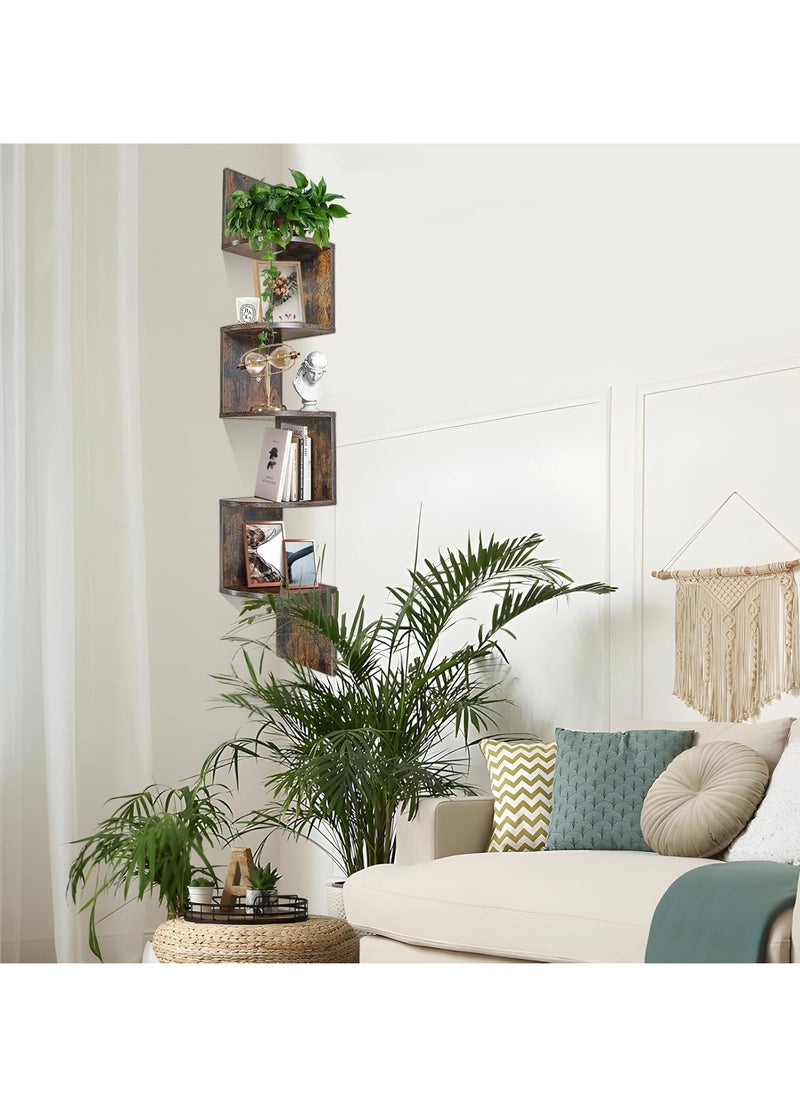 XiuWoo - 6-Tier Unique Personalized Wood Wall Mounted Corner Floating Shelves, Boho Shelves, Corner Hanging Shelf Storage Rack, Home Display Rack, Plant Shelf, Home Storage Rack for Home, Office - Image 1