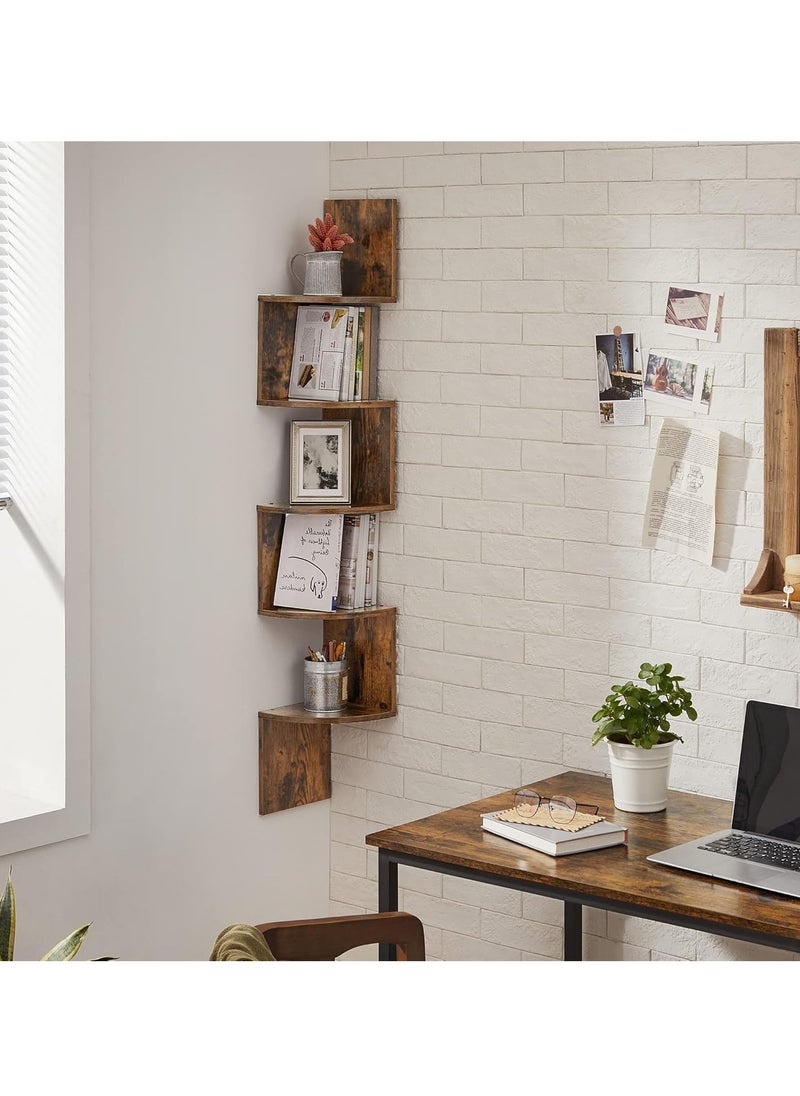 XiuWoo - 6-Tier Unique Personalized Wood Wall Mounted Corner Floating Shelves, Boho Shelves, Corner Hanging Shelf Storage Rack, Home Display Rack, Plant Shelf, Home Storage Rack for Home, Office - Image 1