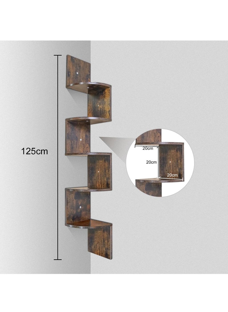 XiuWoo - 6-Tier Unique Personalized Wood Wall Mounted Corner Floating Shelves, Boho Shelves, Corner Hanging Shelf Storage Rack, Home Display Rack, Plant Shelf, Home Storage Rack for Home, Office - Image 1