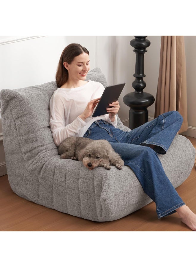 sahaba 85 Cm Bean Bag Chair Big Sofa Beanbag Chair for Adults Fireside Chair Bean Bag Lounger with Memory Foam Filled for Home,Apartment or Gaming Venue,100D x 85W x 75H, grey Teddy - Image 1