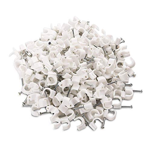 CARE 'N' TOUCH 100pcs Cable Clips with Steel Nails 12mm Cable Management for RG6, RG59, CAT6, RJ45 Cable Coax Cable, Ethernet Cable, TV Wire Cable, Telephone Cable, Led Starlight, Print Cable - Image 1