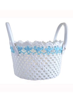 Salla Multipurpose Storage Cotton White and Blue Basket 23x15cm  - Image 1