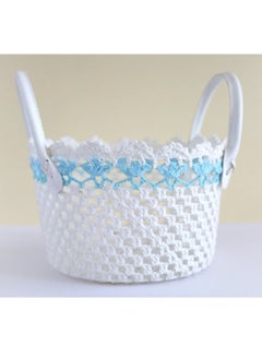 Salla Multipurpose Storage Cotton White and Blue Basket 23x15cm  - Image 2