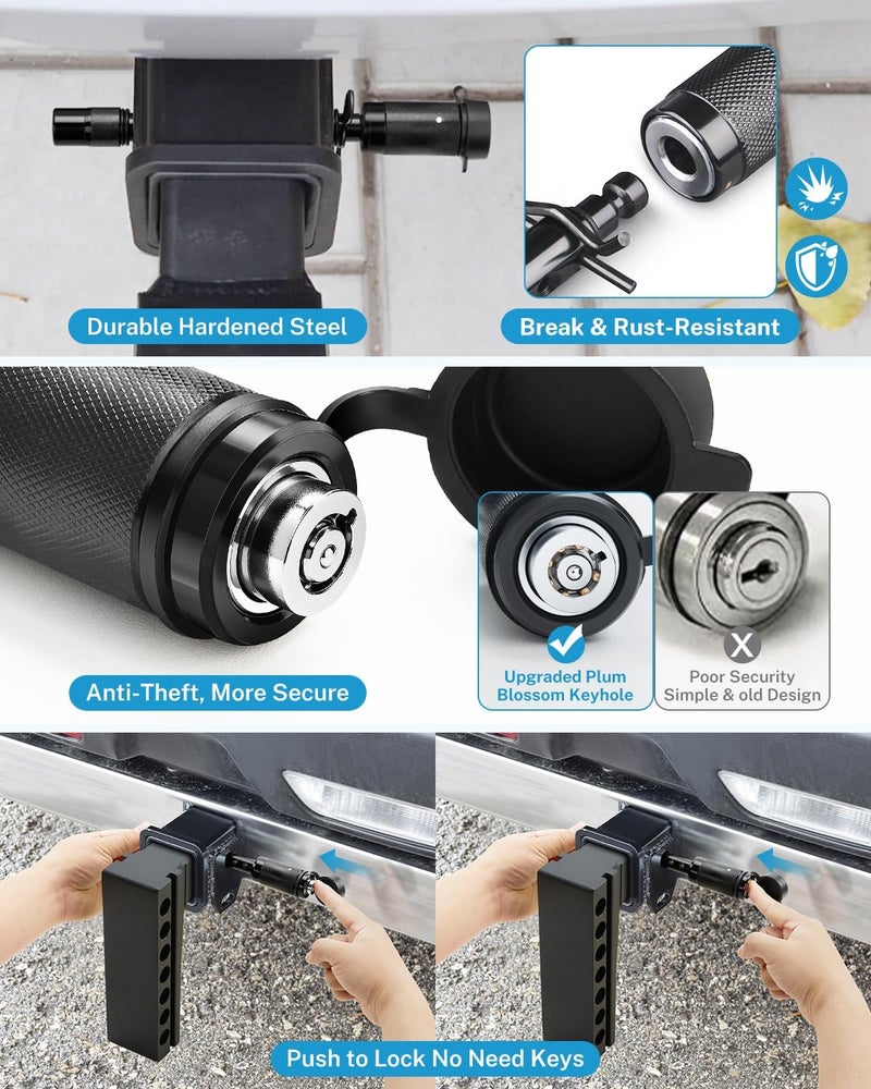 Kohree Trailer Hitch Pin Lock Set, 5/8 Inch Locking Hitch Pin with Keys, Tow Hitch Receiver Pin Lock Set Trailer Locking Pin for Class III IV Tow RV Trailer Hitch, Anti-Theft & Anti Rattle - Image 3