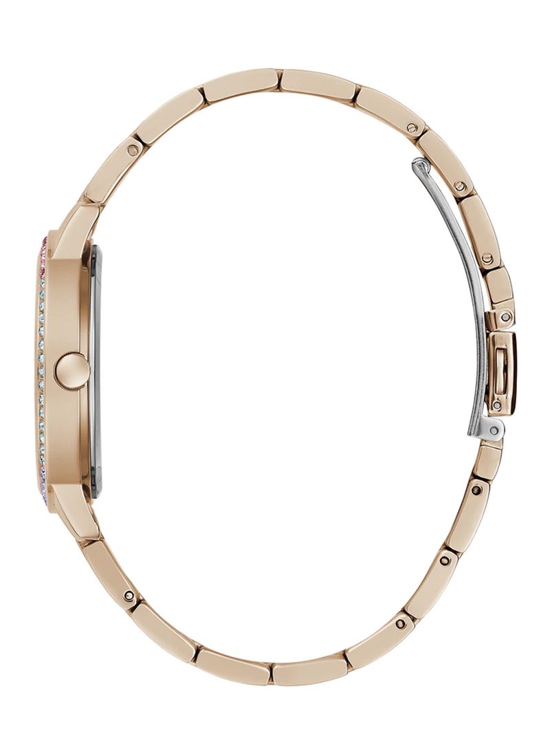 GUESS Ladies Three Of Hearts Round Rose Gold Tone Stainless Steel Watch GW0657L3 - 34mm  - Image 3