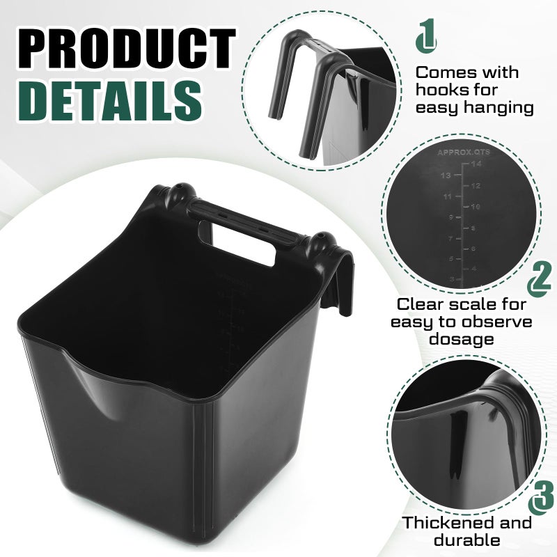 Marsui 4 Pack 15 Quart Horse Feeders for Stall Hook Over Hanging Fence Hay Feeder Mountable Livestock Plastic Feed Bucket for Farm Stalls Pasture, Stable to Feed Horses Sheep Cattle Cows Etc(Black) - Image 3