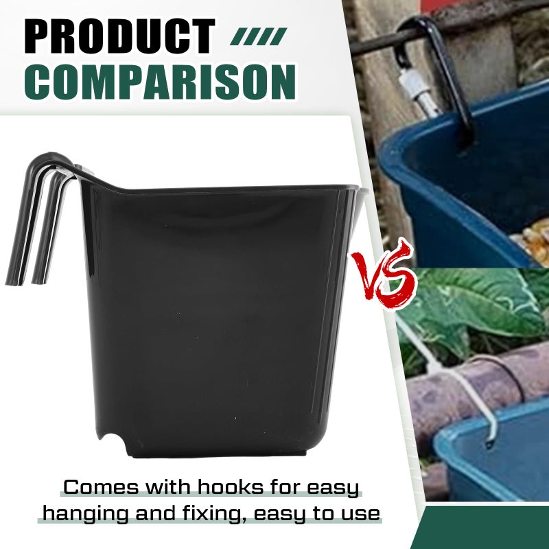 Marsui 4 Pack 15 Quart Horse Feeders for Stall Hook Over Hanging Fence Hay Feeder Mountable Livestock Plastic Feed Bucket for Farm Stalls Pasture, Stable to Feed Horses Sheep Cattle Cows Etc(Black) - Image 4