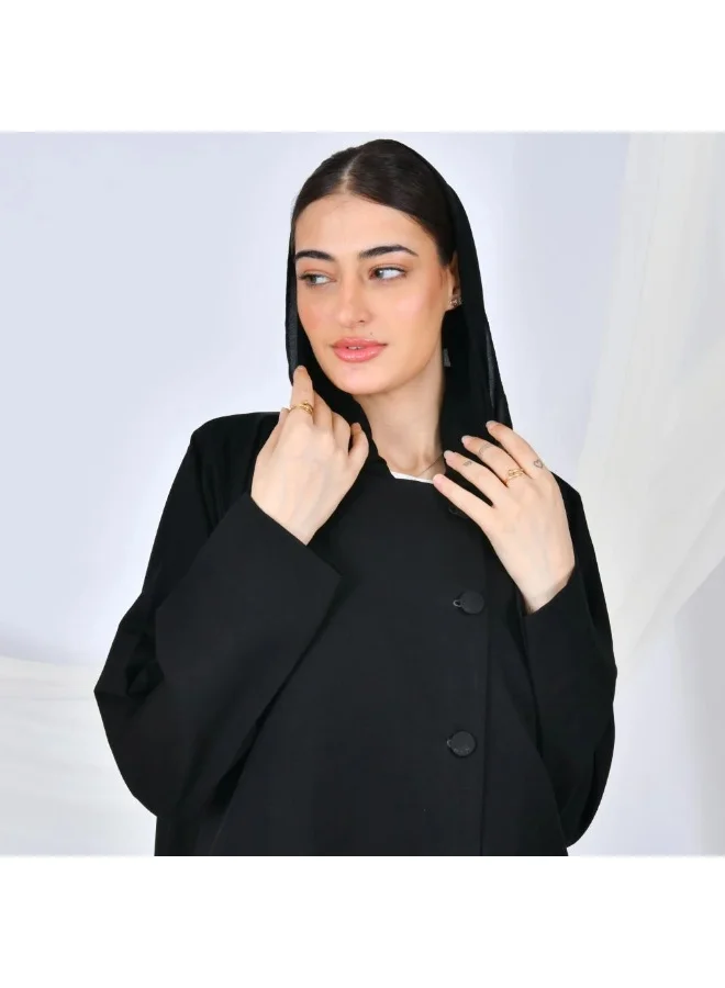 lamha abaya Formal black abaya with buttons and front pockets