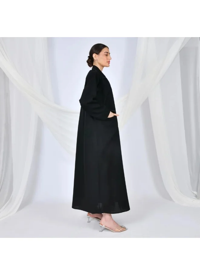lamha abaya Formal black abaya with buttons and front pockets
