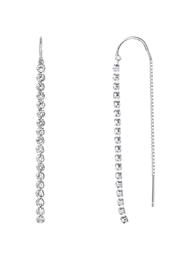 PAVOI 14K Gold Plated 925 Sterling Silver Post Threader Earrings for Women - Minimalist Gold Chain Earrings Double Piercings - Dangle Twist Wavy - Image 3