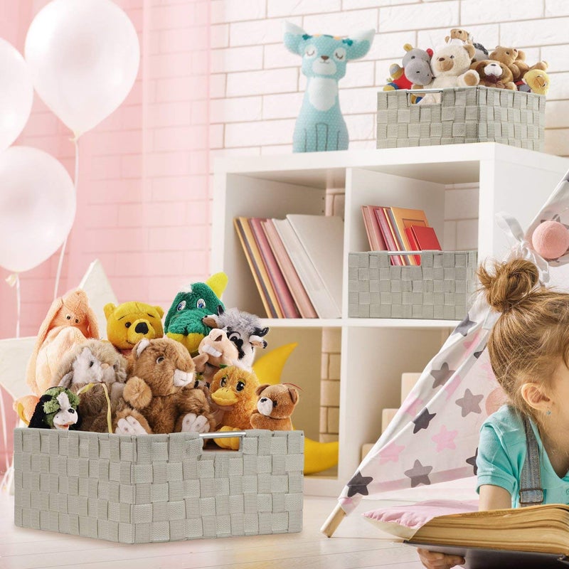 Sorbus Storage Baskets for Organizing (Set of 7), Mesh Hand-Woven Design, Linen Closet Organizers and Storage, Organizer Storage Baskets for Shelves, Variety Pack Organizers and Storage (Beige) - Image 4