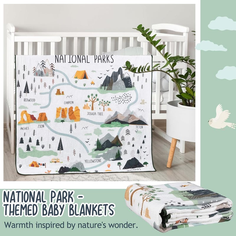 SmoothNovelty National Parks Muslin Blanket 47 x 47 Inch Soft Warm Cotton Muslin Swaddle Blanket Nursery Swaddling Wrap Quilt for Bedding Gift Cold Weather Adventure Hiking Camping Lovers - Image 5