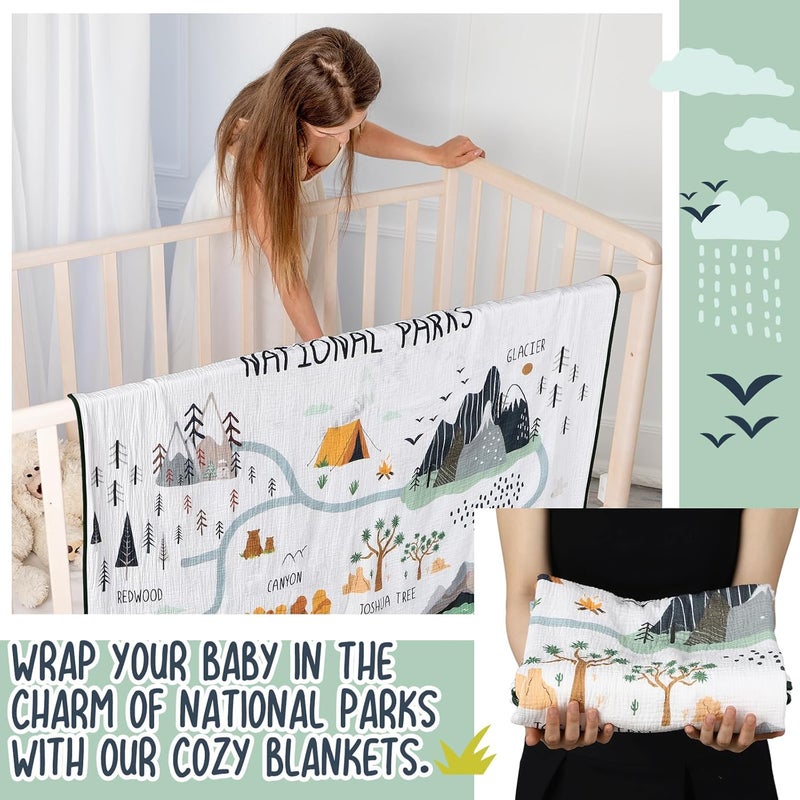 SmoothNovelty National Parks Muslin Blanket 47 x 47 Inch Soft Warm Cotton Muslin Swaddle Blanket Nursery Swaddling Wrap Quilt for Bedding Gift Cold Weather Adventure Hiking Camping Lovers - Image 4