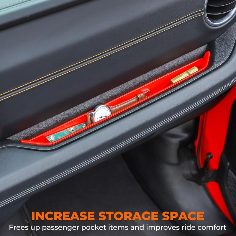Savadicar Grab Bar Tray Compatible with 2024+ Jeep Wrangler (JL) and Gladiator (JT), Passenger Side GrabTray Storage Organizer, Interior Accessories, Red - Image 2