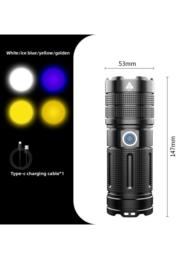 Four Light Source Flashlight Lighting Fill Light Atmosphere Zoom Photography Lamp Rgb Photo Aluminum Alloy Flashlight-Product Specifications:Sx3 Four Light Sources (white Ice Blue Gold Yellow)  - Image 1