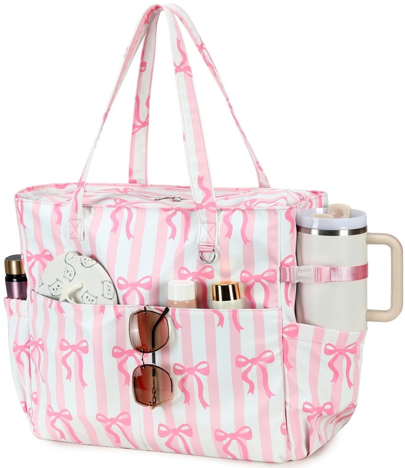 Bluboon Waterproof Beach Tote Pool Bags for Women Ladies Extra Large Tote Bag Carryall Bag With Wet Compartment Fit 40oz Tumbler Holder Family Travel Bag for Cruise Vacation Gym - Image 2