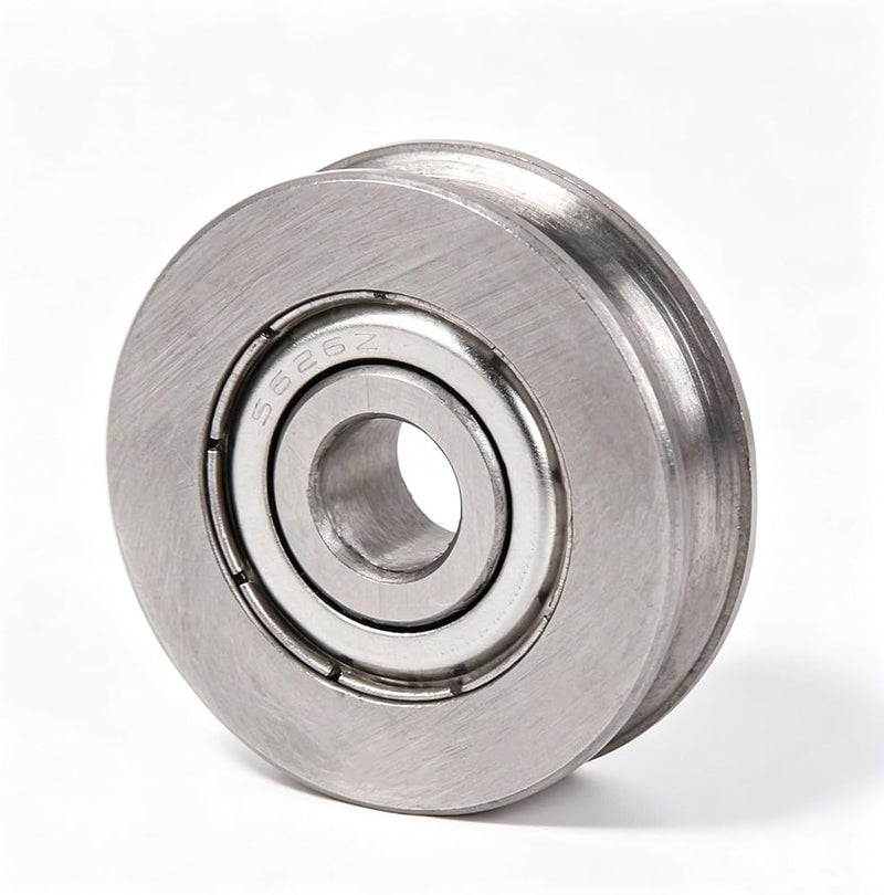 CNBTR U-Groove Pulley 6MM BORE 25MM OD 167KG Weight Capacity Ball Bearing Sheave for Track Roller (6MM BORE X 25 OD) - Image 1
