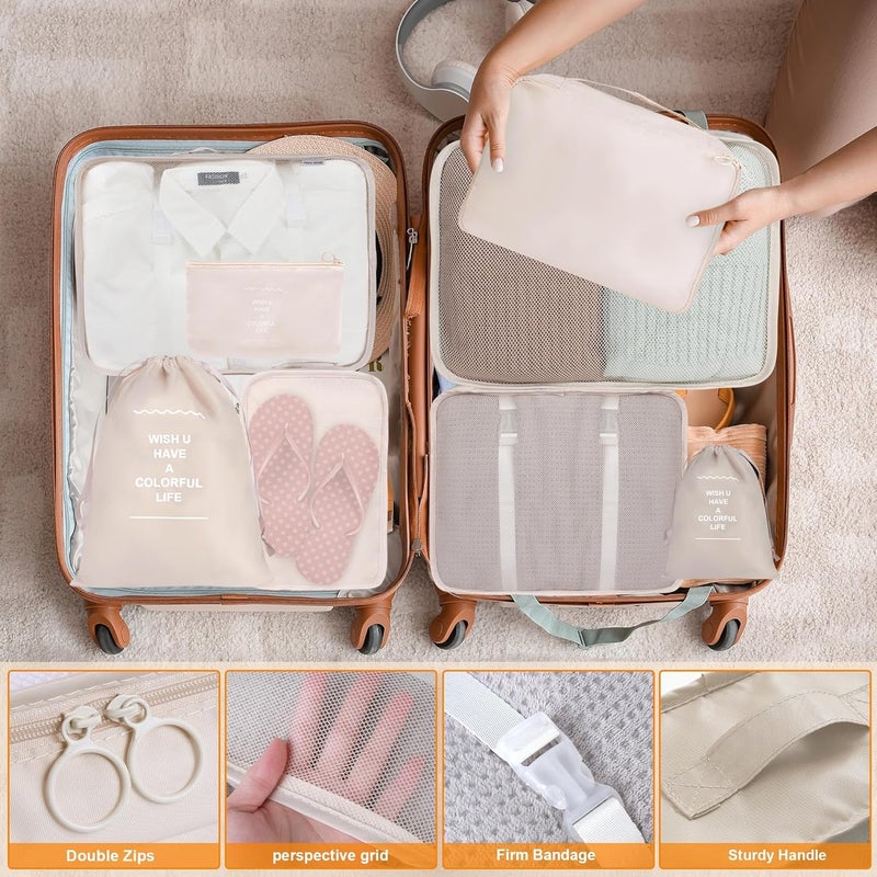 kingdalux 8 Set Packing Cubes for Suitcases, Travel Luggage Packing Organizers with Laundry Bag, Compression Storage Shoe Bag, Clothing Underwear Bag, for Man & Women - Image 4