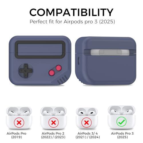 TRONWIN for AirPods Pro 3 Case - 2025 Silicone Game Console Design Case for Apple AirPods Pro 3rd Generation, Cute Airpod Pro 3 Cover for Men/Women (Midnight Blue) - Image 2