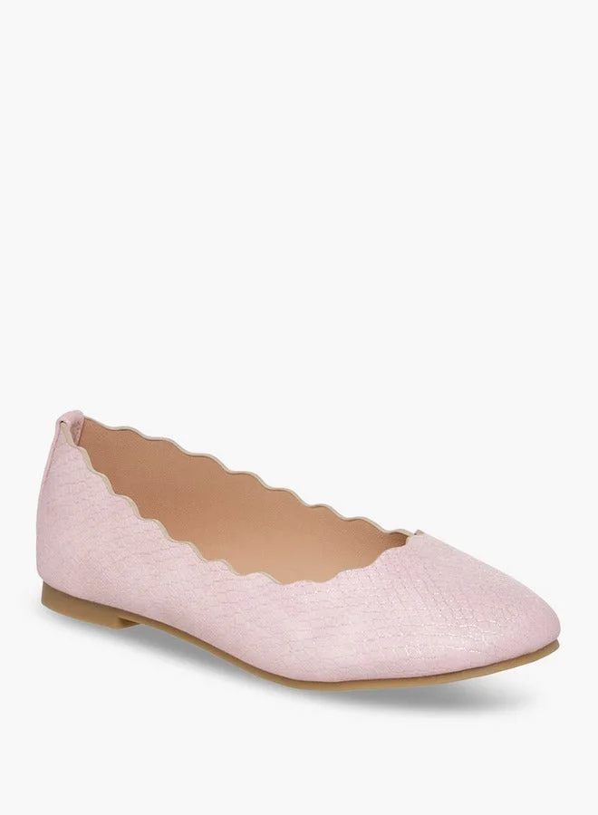 Little Missy Textured Slip-On Ballerina Shoes