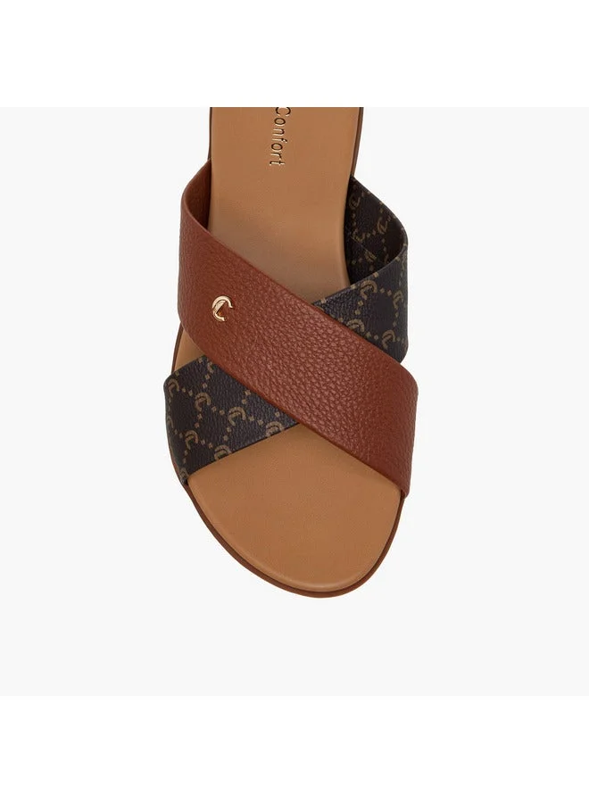 Le Confort Women's Solid Cross Strap Comfort Sandals