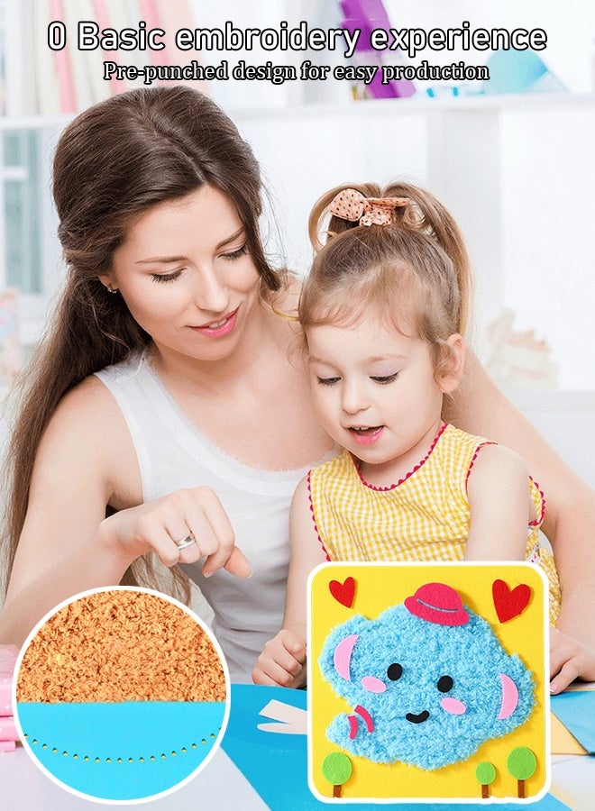 دمى تطريز حيوانات كرتونية ممتعة للأطفال، مجموعة أدوات خياطة يدوية، تطريز حيوانات كرتونية مع ملصقات، مجموعة خياطة يدوية تعليمية - Image 5