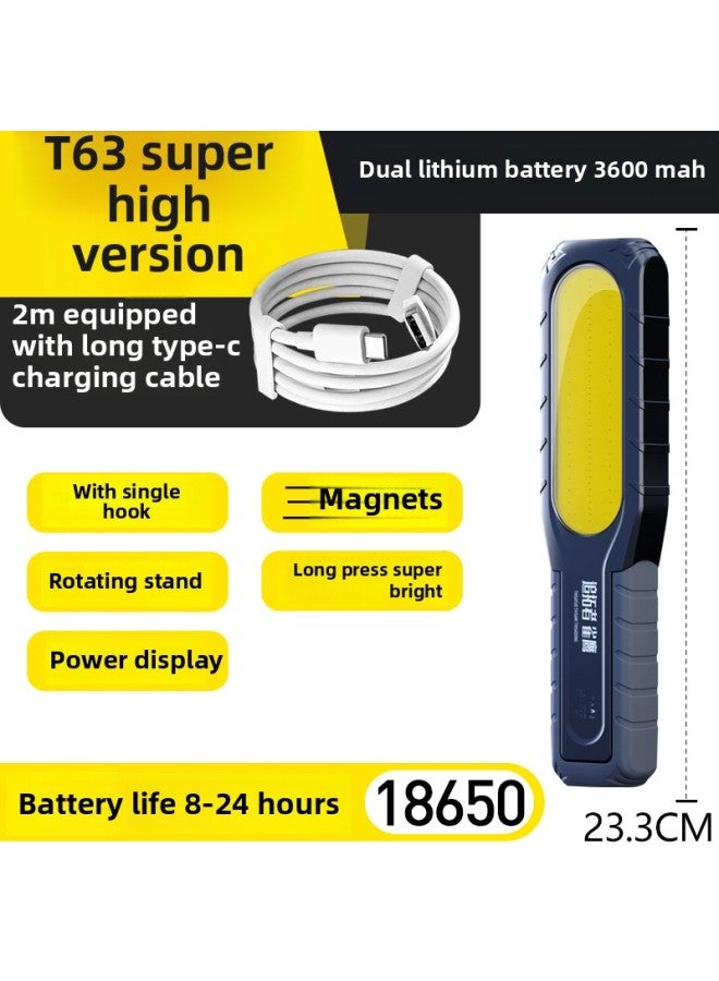 Super Bright Work Light Auto Repair Light LED Strong Light Flashlight Machine Tool Emergency Light Super Magnetic Charging Light